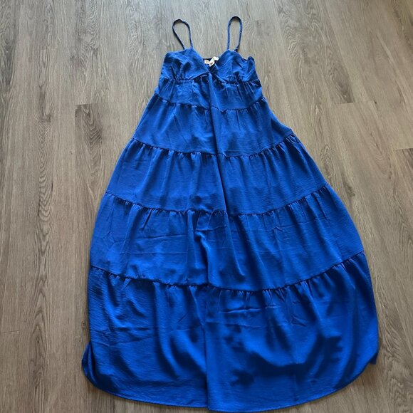 Monteau Dresses & Skirts - Monteau Royal Blue Maxi Spaghetti Strap Tiered Dress - Medium